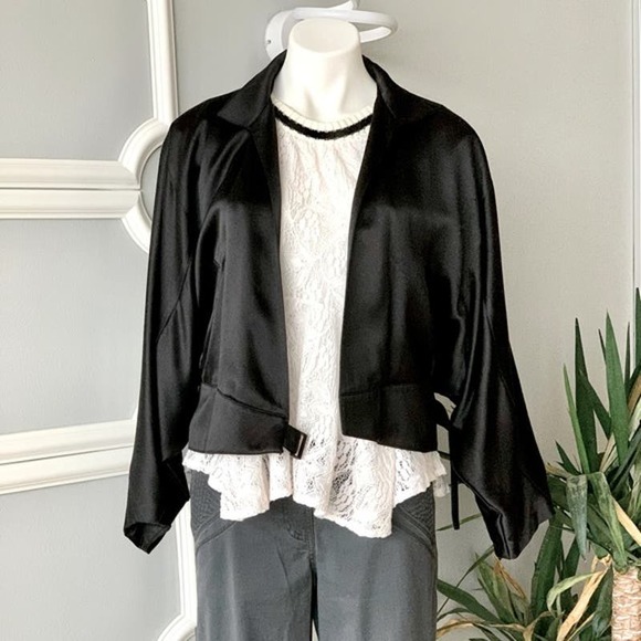 Vintage Gucci Silk Wrap Blouson Jacket in Black Size Medium - Picture 1 of 12